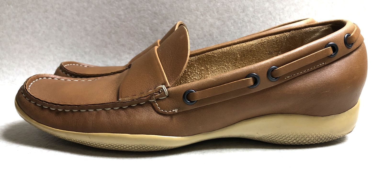 D309 PRADA プラダ レザー ドライビングシューズ サイズ36 キャメル