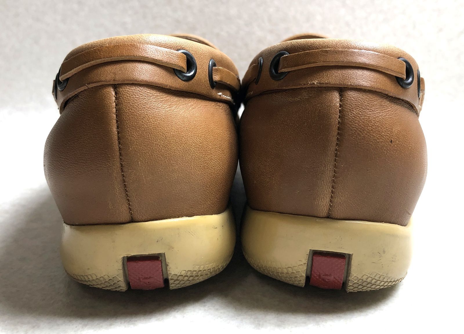 D309 PRADA プラダ レザー ドライビングシューズ サイズ36 キャメル