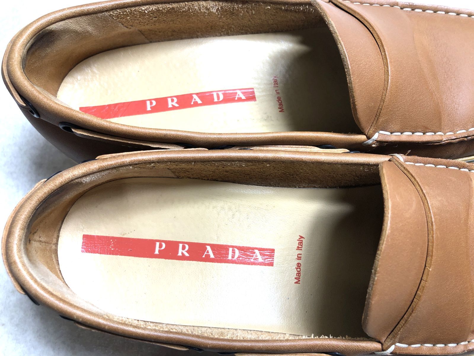 D309 PRADA プラダ レザー ドライビングシューズ サイズ36 キャメル
