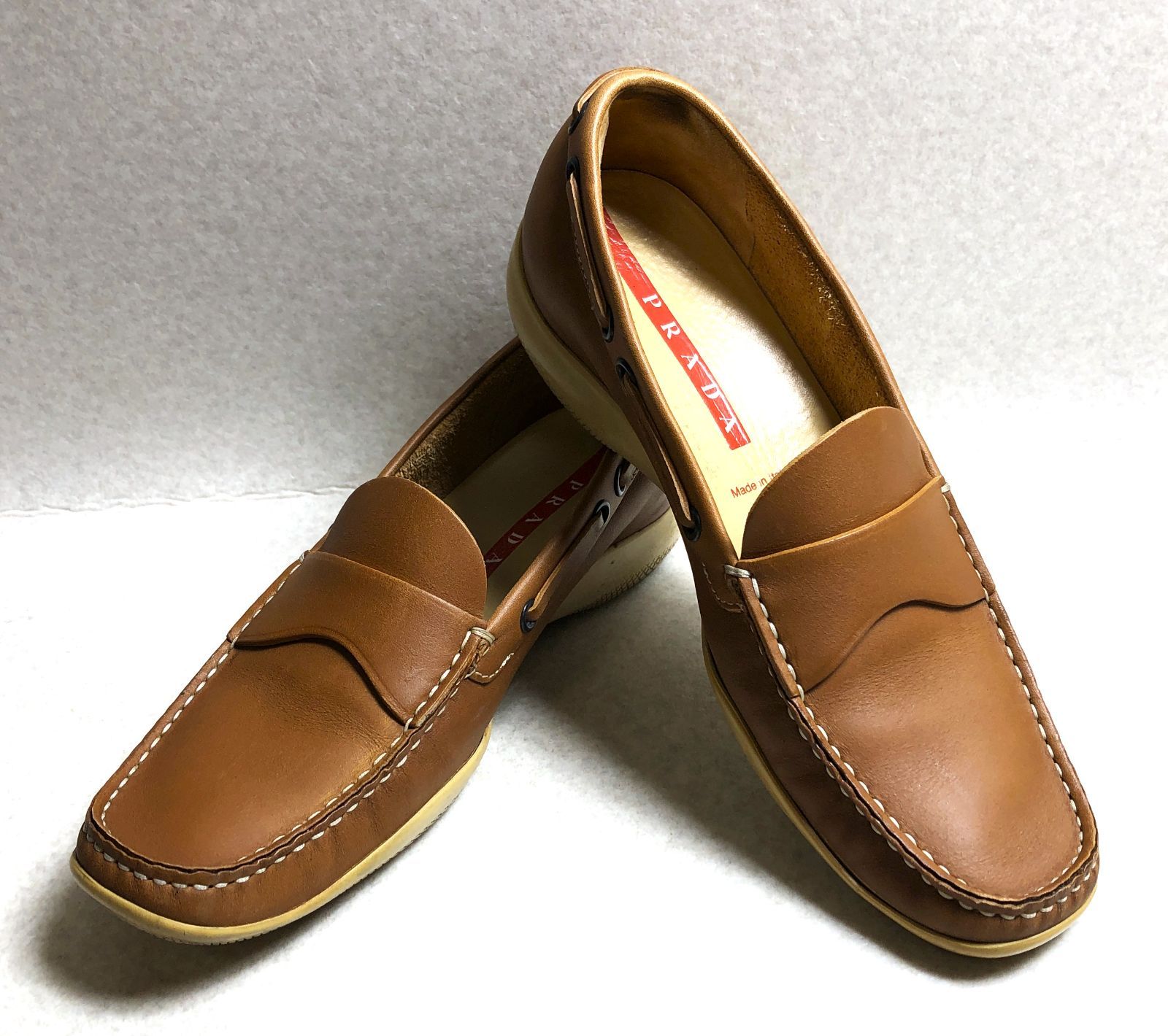 D309 PRADA プラダ レザー ドライビングシューズ サイズ36 キャメル