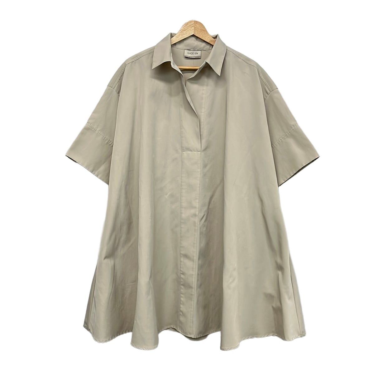 LANVIN(ランバン) ワンピース サイズT.38 レディース美品 ベージュ 七分袖/ひざ丈/シャツワンピ