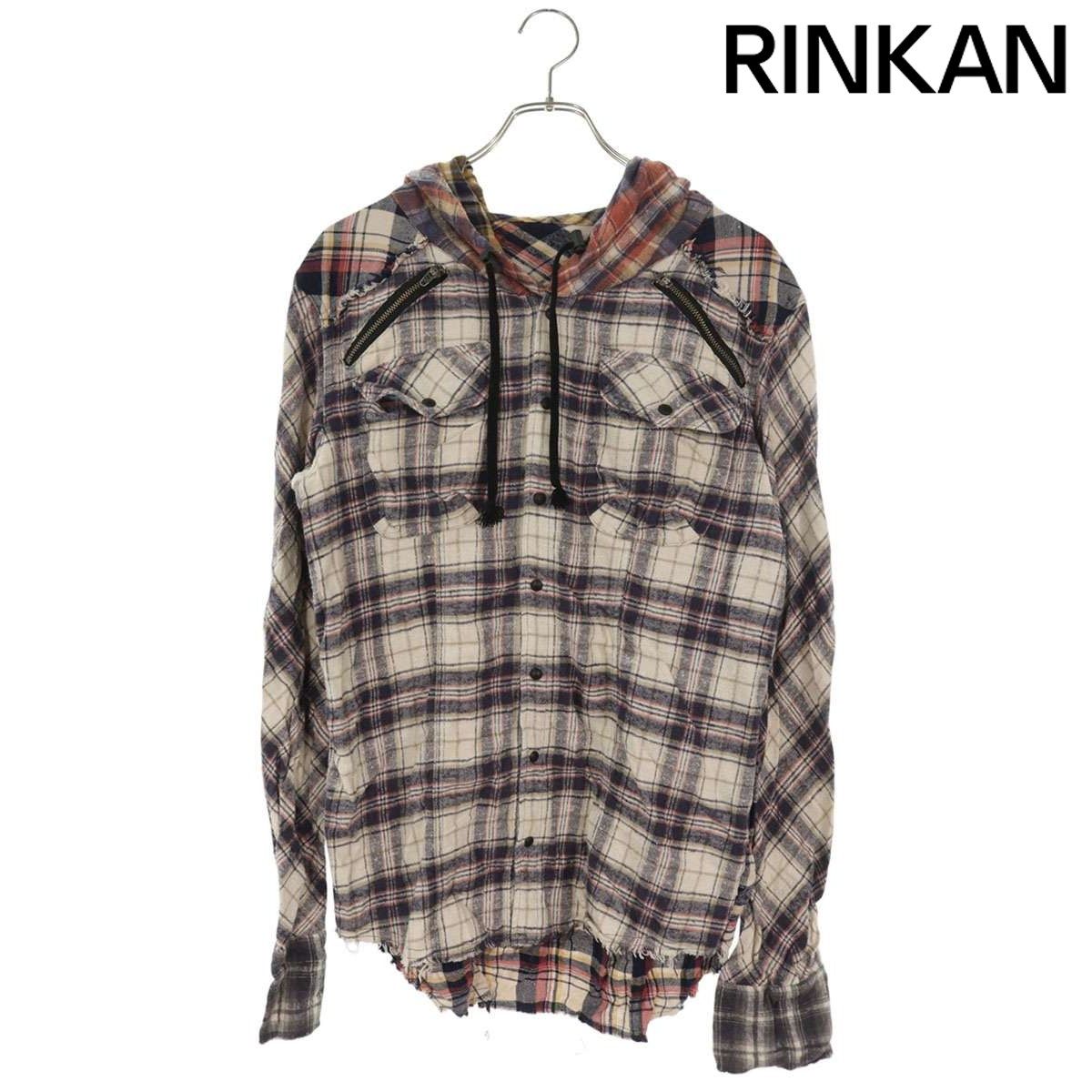 ルグランブルー SHIRT-G/PK/M 1194K カットオフ加工フーデッドフランネルチェック長袖シャツ メンズ 1