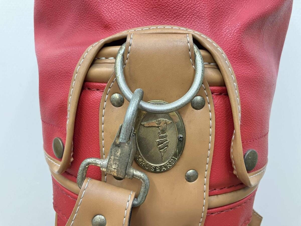 TRUSSARDI トラサルディ キャディバッグ レディース レッド系×ブラウン