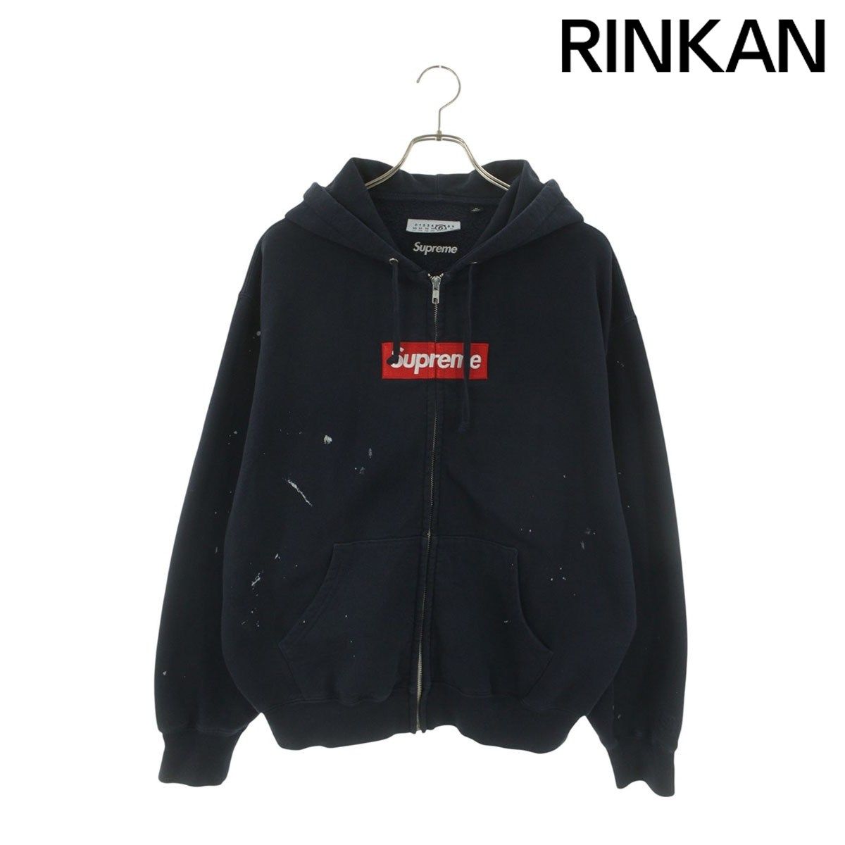 シュプリーム ×エムエムシックス MM6 26SS Box Logo Zip Up Hooded Sweatshirt ボックスロゴジップアップパーカー メンズ M