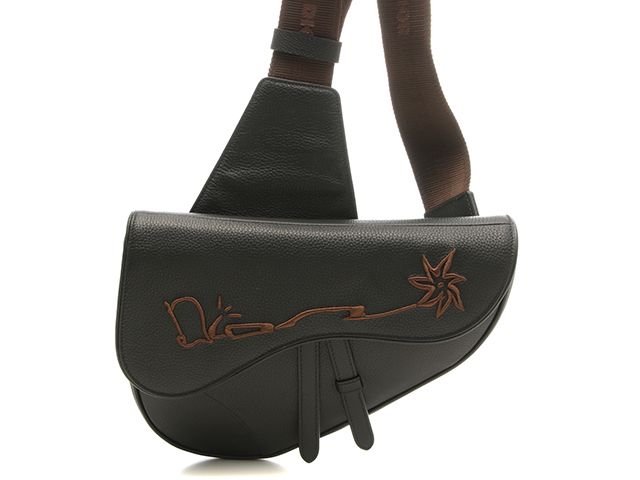Dior ディオール バッグ サドルバッグ ボディバッグ カクタスジャック ブラック/カーキ 1ADPO093SOT ショルダーバッグ レディース【中古】