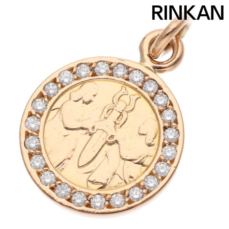 クロムハーツ 22K CHRM ANGL MDL P/D/エンジェルメダルチャーム PAVEダイヤ/ゴールドネックレストップ メンズ
