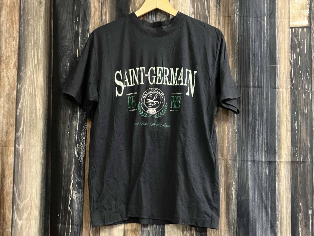 【タグ付き】24SS BALENCIAGA バレンシアガ SAINT GERMAIN 半袖Tシャツ ダメージ加工 ネイビー S