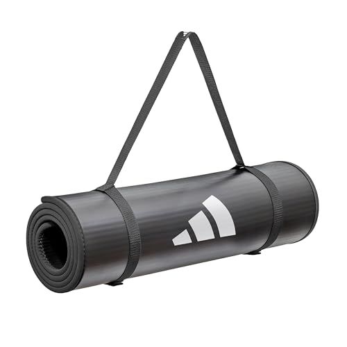 adidas(アディダス) トレーニングマット/フィットネス/ヨガ 10mm 厚め 幅広 耐久性 滑り止め キャリーストラップ付き ADMT-12235送料無料 c16c9076