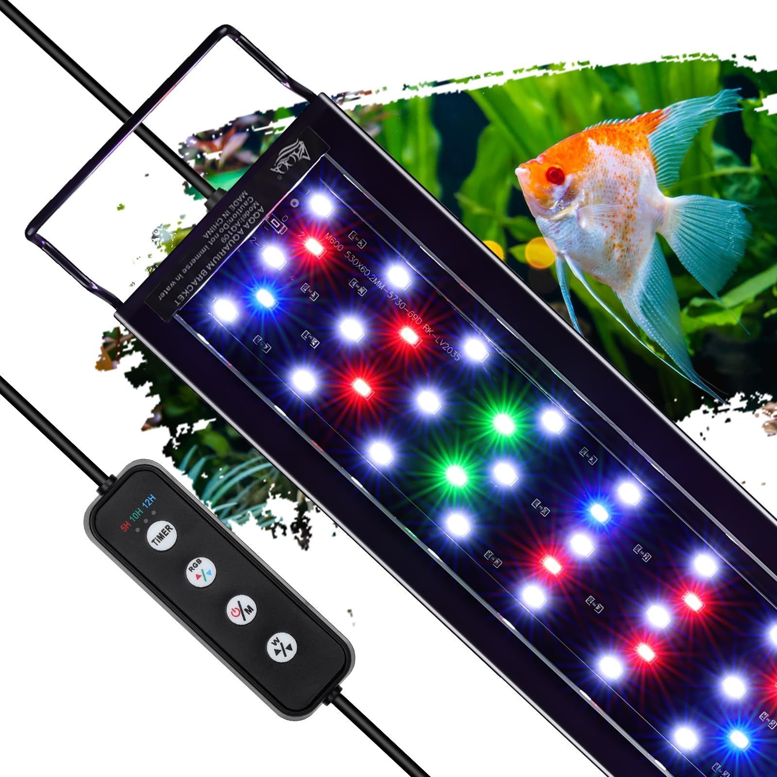 AQQA 水槽ライト 水槽led タイマー付き 10段階の明るさ調整 3色切替
