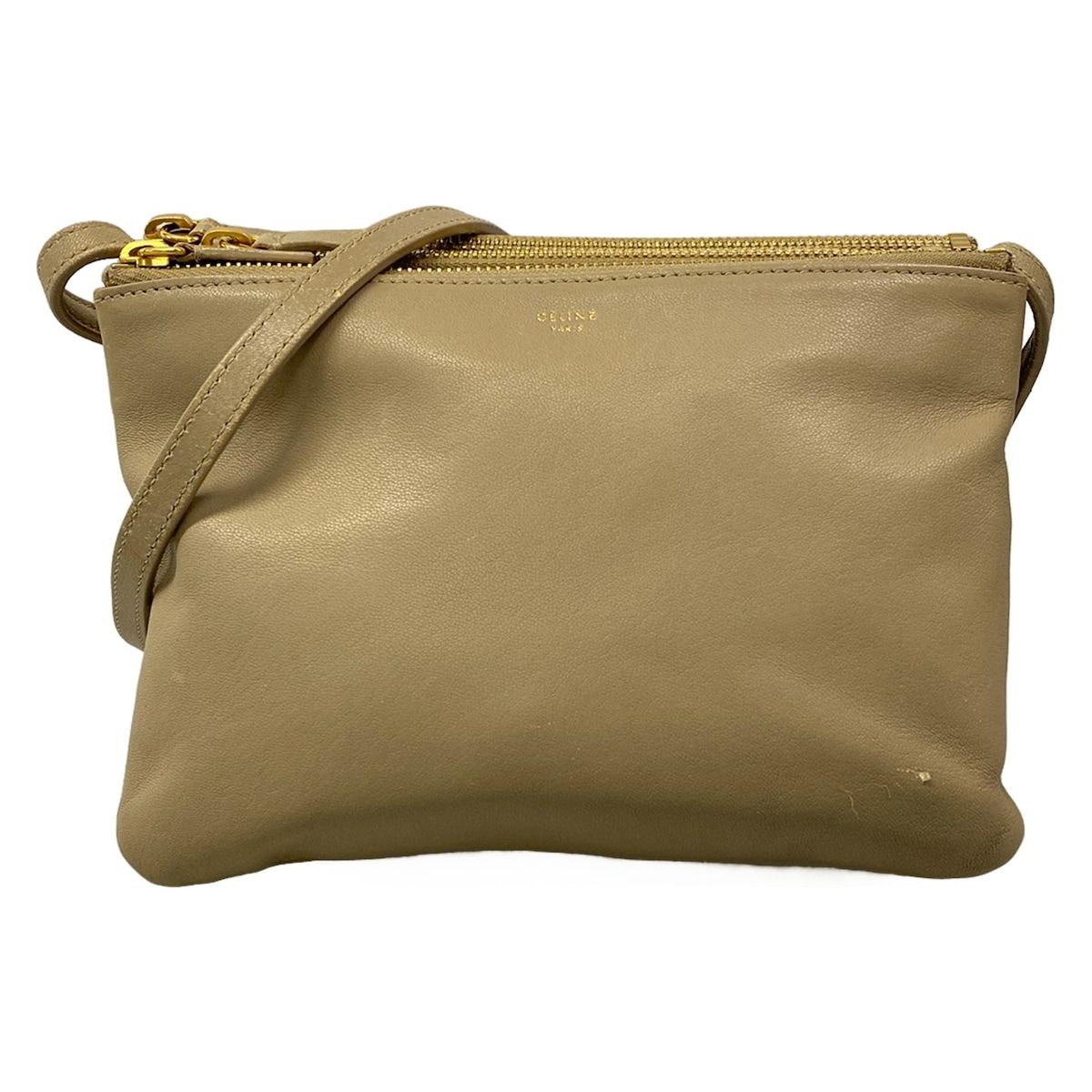 CELINE(セリーヌ) ショルダーバッグ トリオ グレーベージュ レザー 