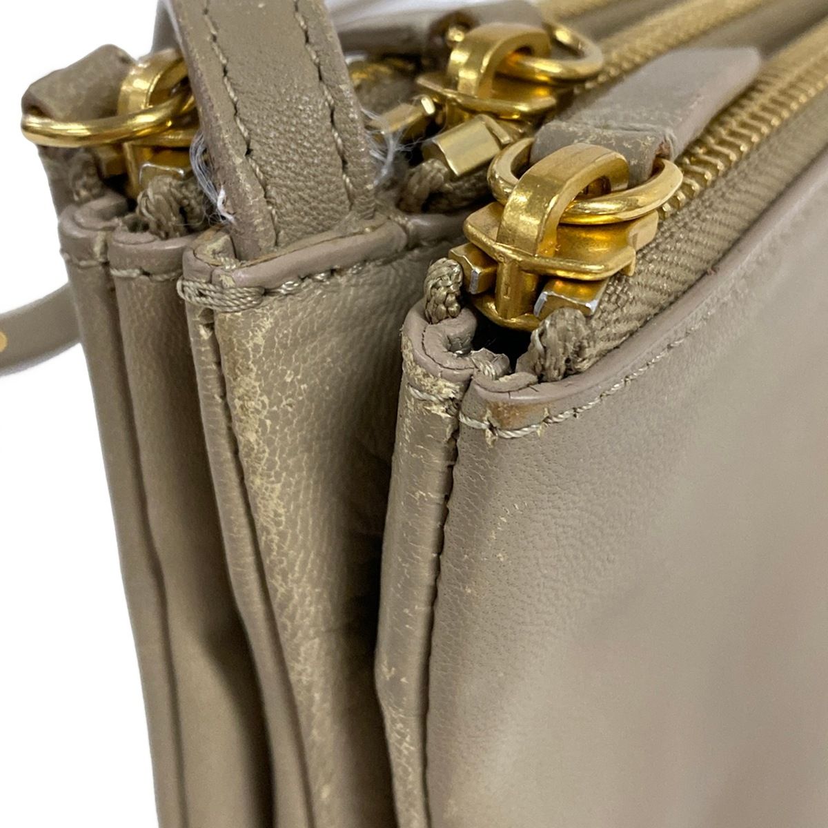 CELINE(セリーヌ) ショルダーバッグ トリオ グレーベージュ レザー 