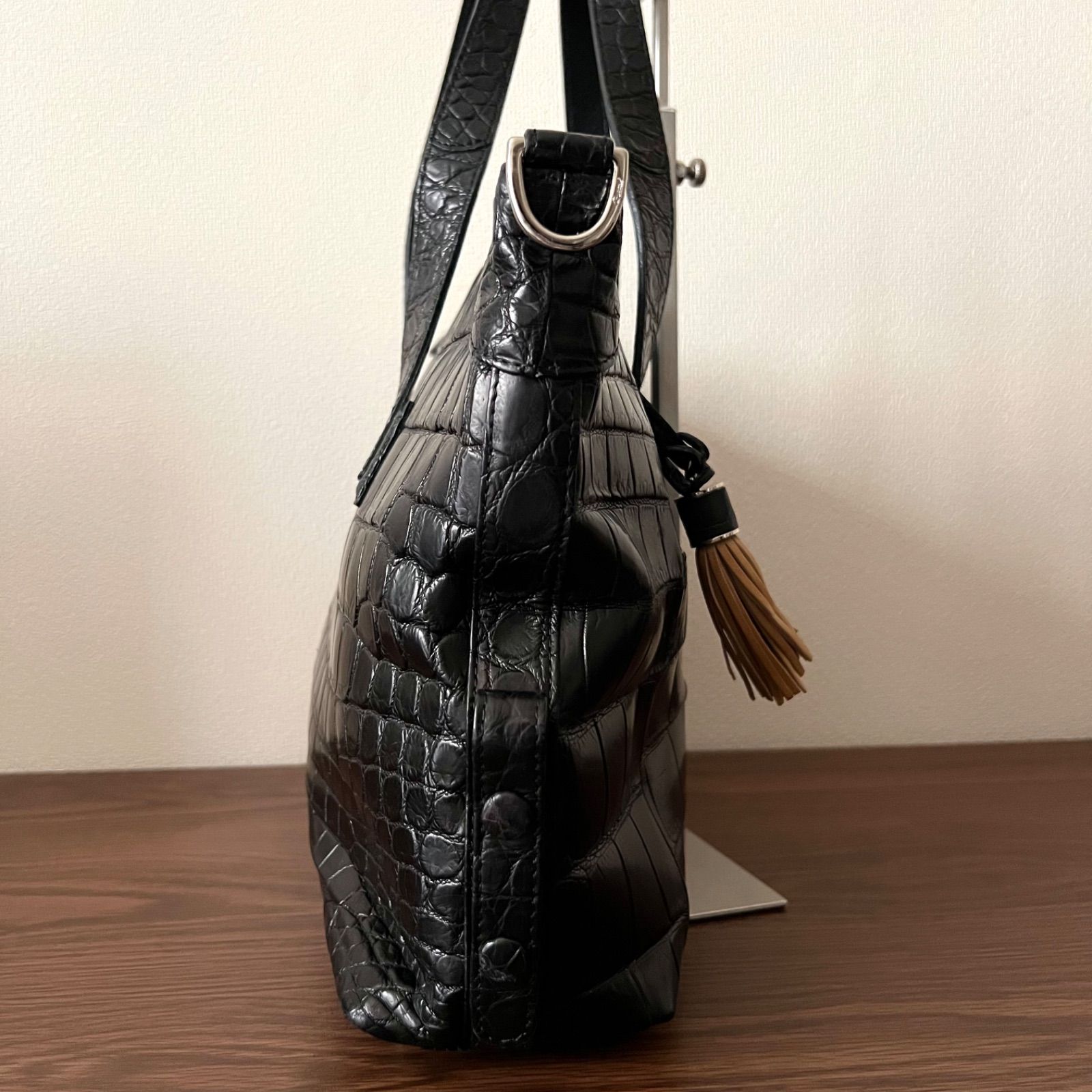 LEATHER JEWELS (レザージュエルズ) トートバッグ 黒 ブラック クロコ 