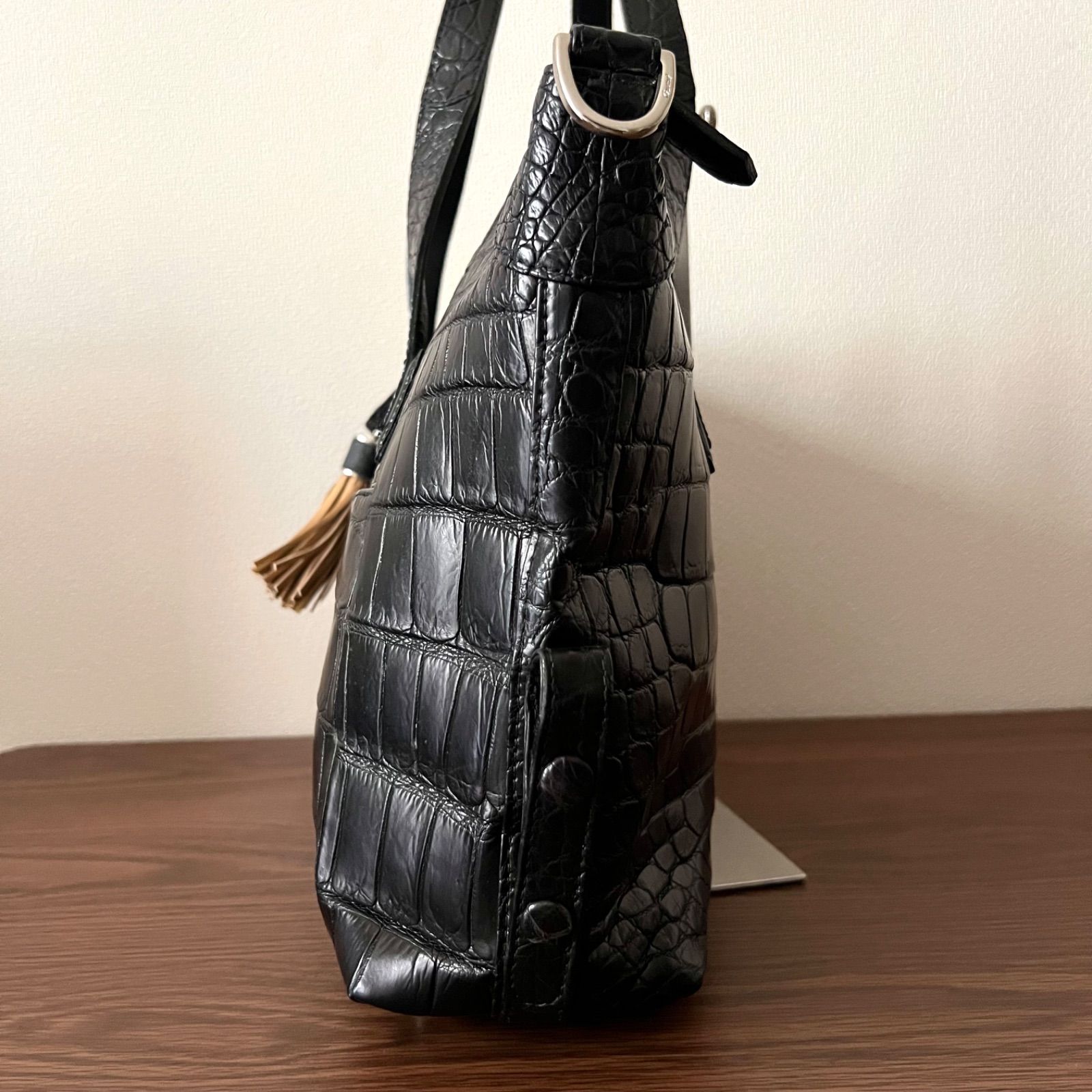 LEATHER JEWELS (レザージュエルズ) トートバッグ 黒 ブラック クロコ
