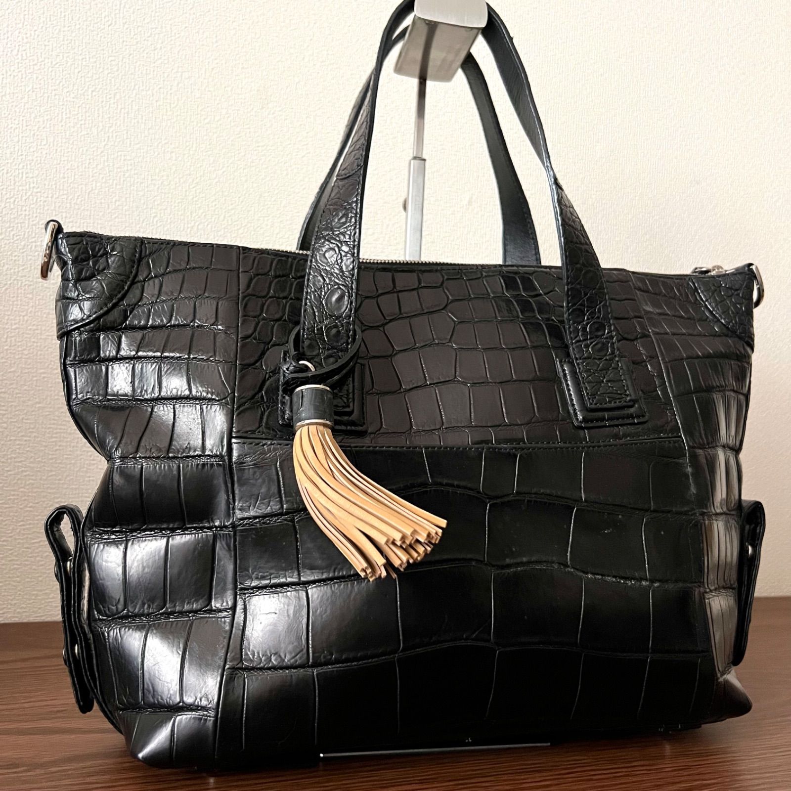 LEATHER JEWELS (レザージュエルズ) トートバッグ 黒 ブラック クロコ