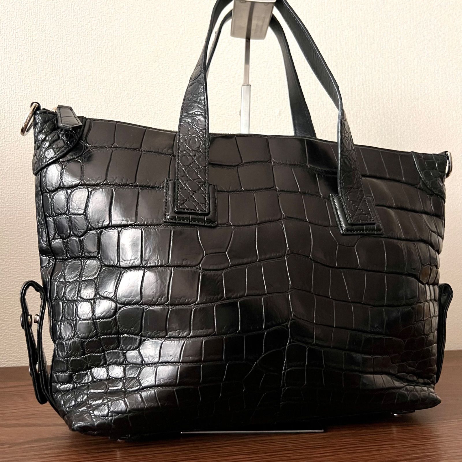 LEATHER JEWELS (レザージュエルズ) トートバッグ 黒 ブラック クロコ