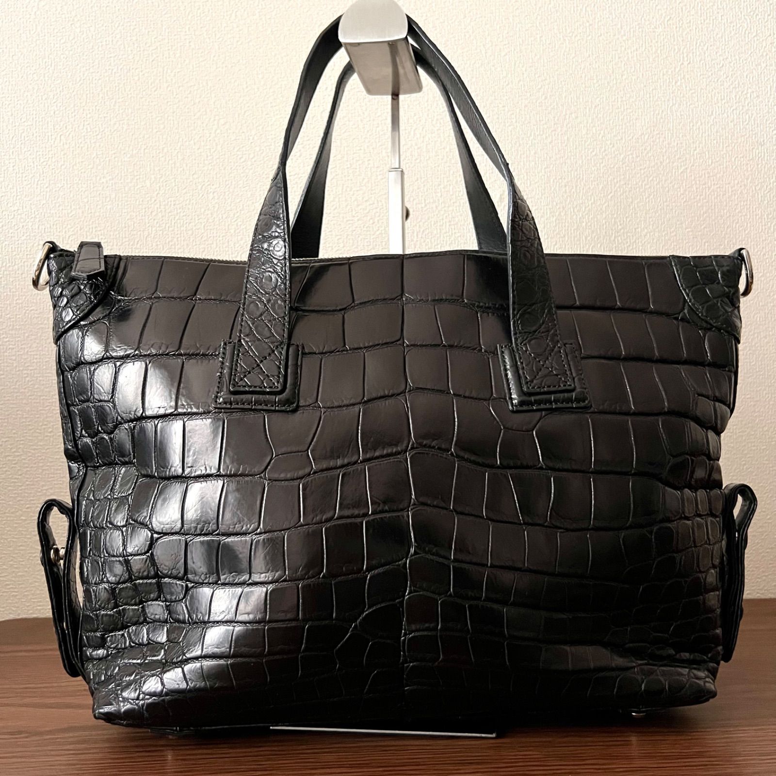 LEATHER JEWELS (レザージュエルズ) トートバッグ 黒 ブラック クロコ 