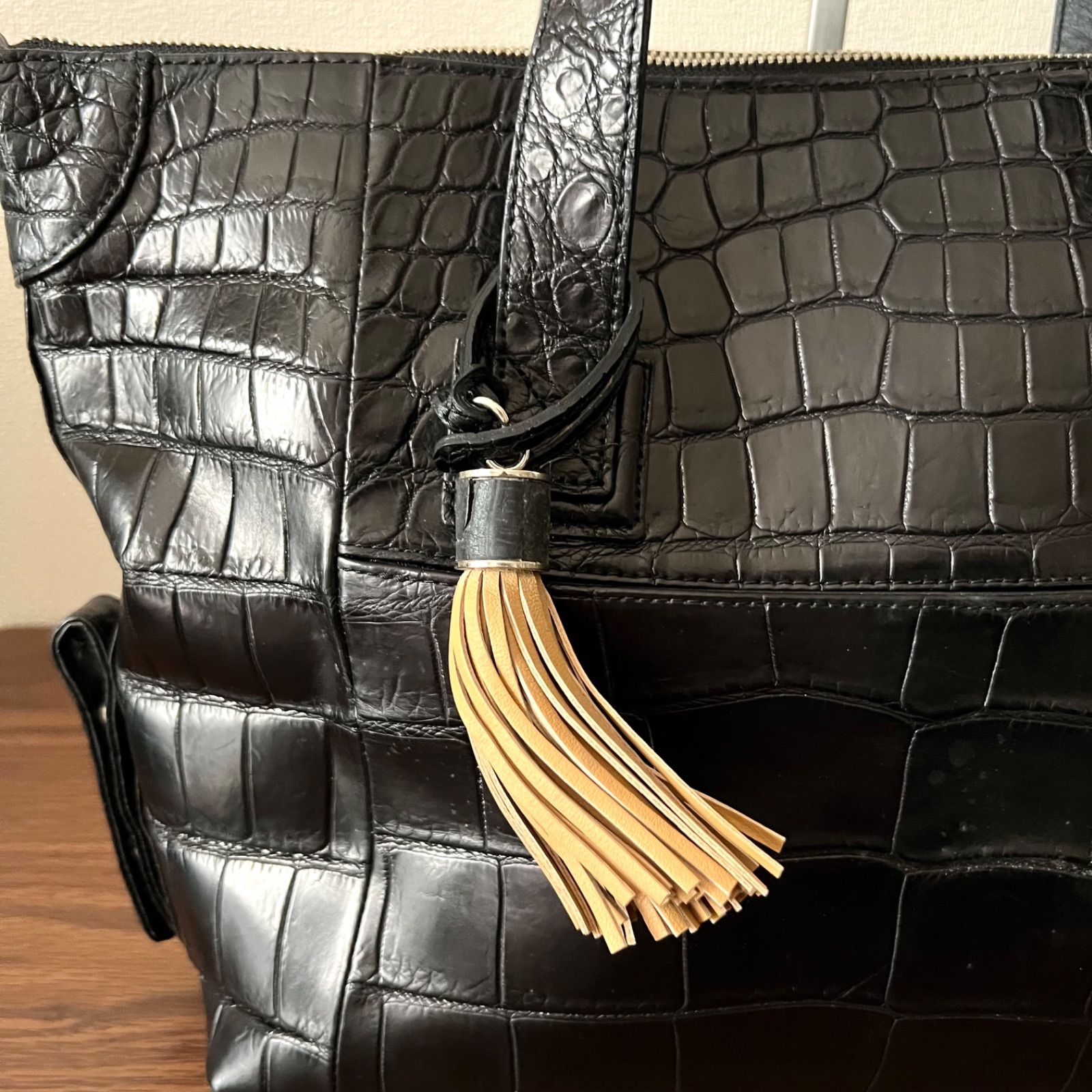 LEATHER JEWELS (レザージュエルズ) トートバッグ 黒 ブラック クロコ