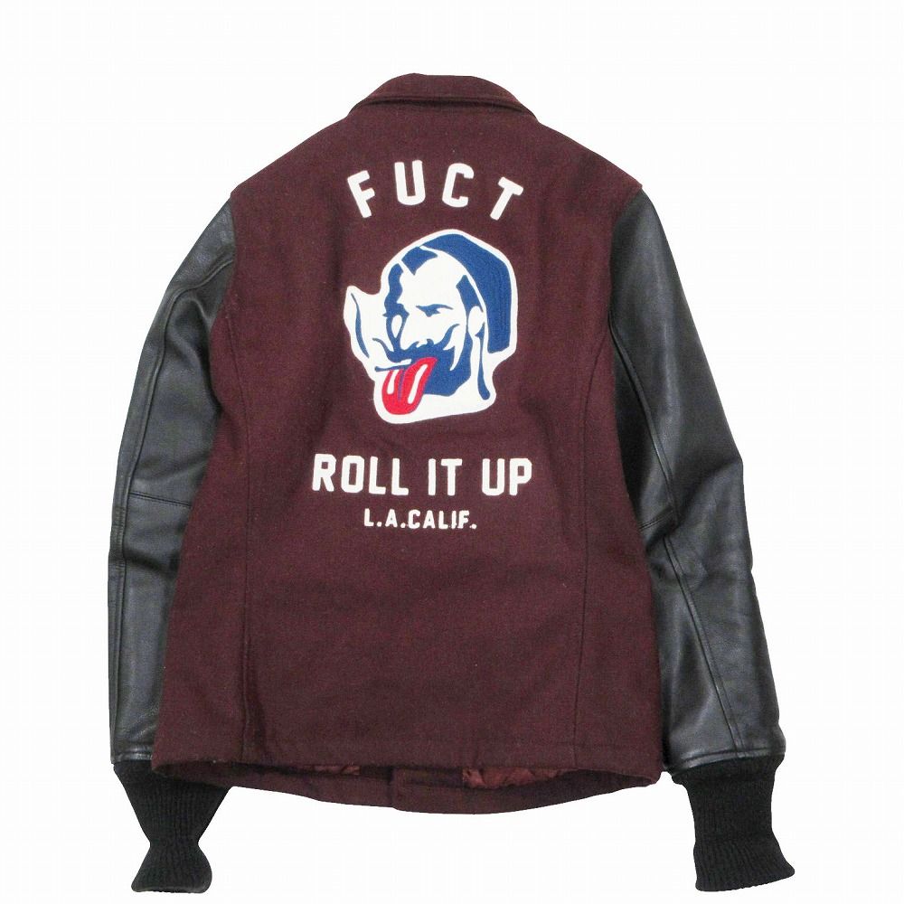 FUCT SSDD ファクト 13AW 袖レザー スタジアムジャケット スタジャン 
