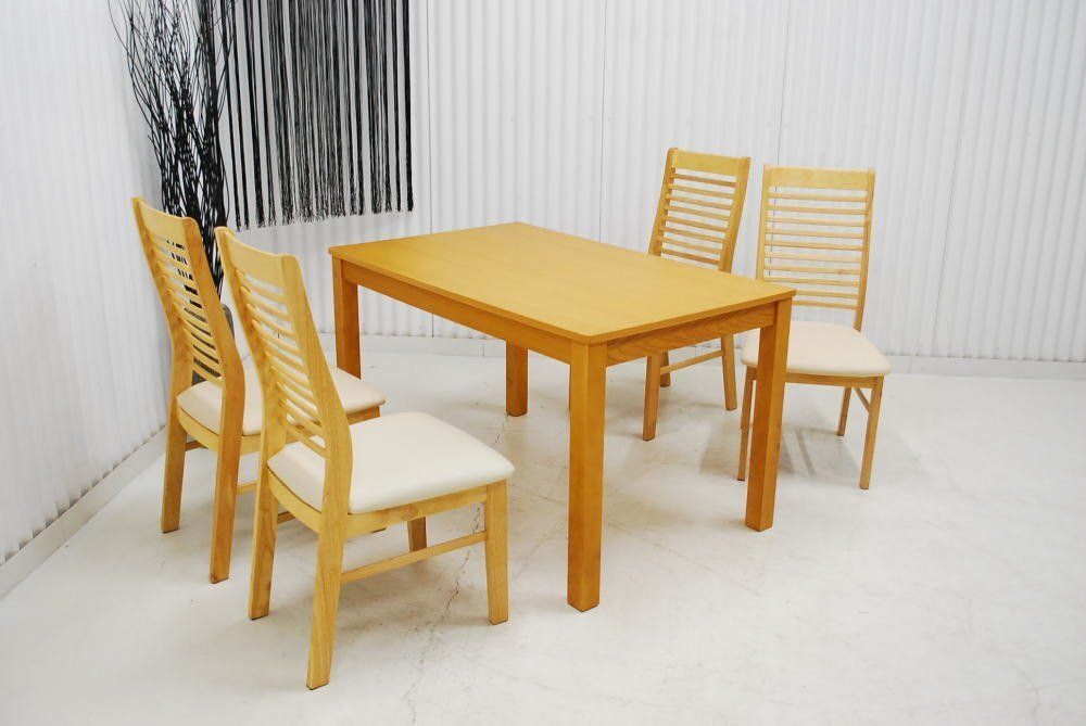 【現品限り】ダイニング5点セット　4人用　リビング　ダイニング　モダン　新生活　家具　テーブル　チェア　アウトレット 送料無料(一部除) 260522-ジェンガ5点NA