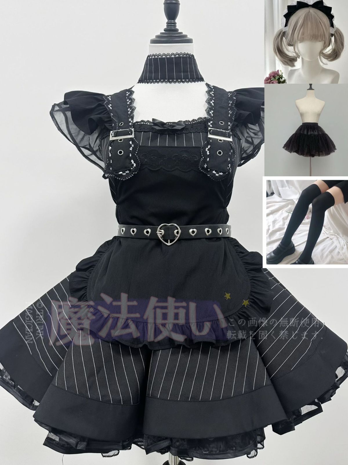 再入荷 特価 黒ストライプ ゴシックロリータ CLL526P313