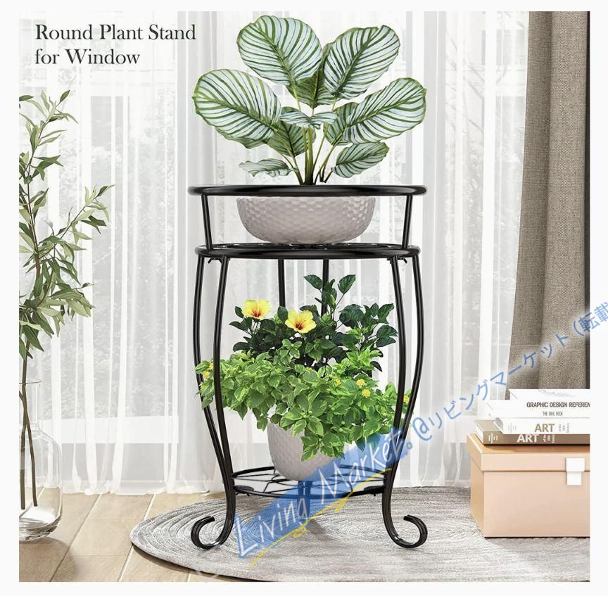 新品未使用】 フラワースタンド 2段 花台 アイアン 観葉植物 台 家装飾