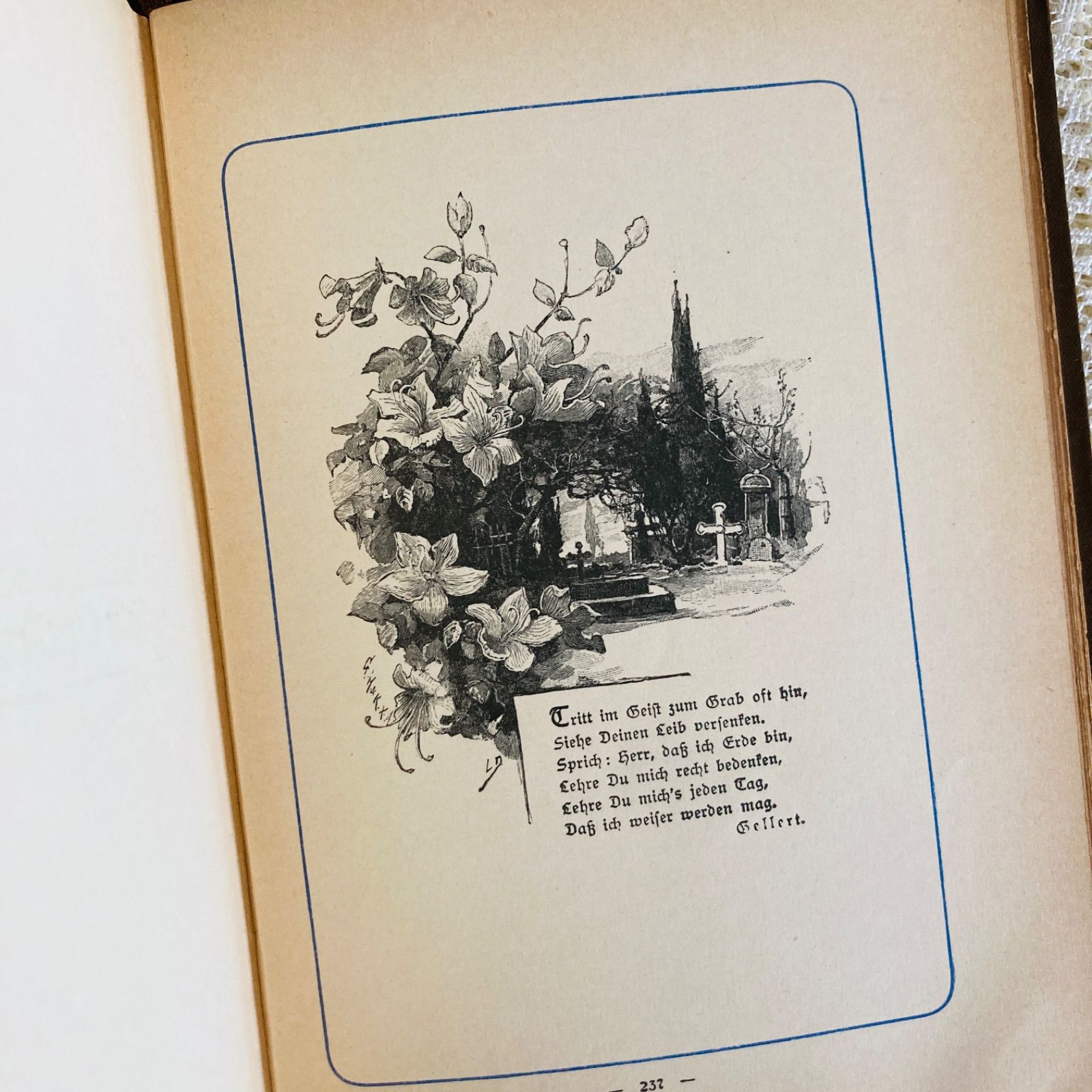 女性と天使の美しい表紙絵 アンティーク詩選集 1895年頃 ドイツ語古書