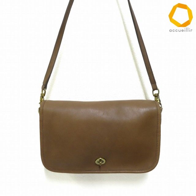 #ab コーチ COACH ショルダーバッグ 茶 斜め掛け ターンロック レザー オールドコーチ ヴィンテージ レディース [949762] k01