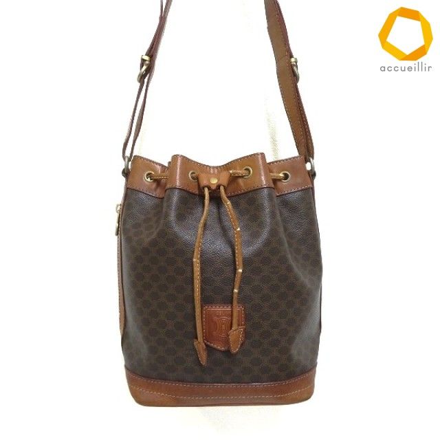 #axb セリーヌ CELINE ショルダーバッグ 茶系 マカダム柄 巾着 バッグ オールドセリーヌ レディース [969520] k01 11,700円