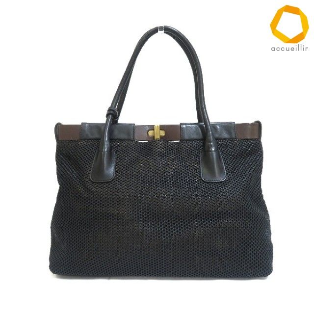 #ab フルラ FURLA トートバッグ 黒 茶 メッシュ ショルダーバッグ レザー レディース [978132] k01
