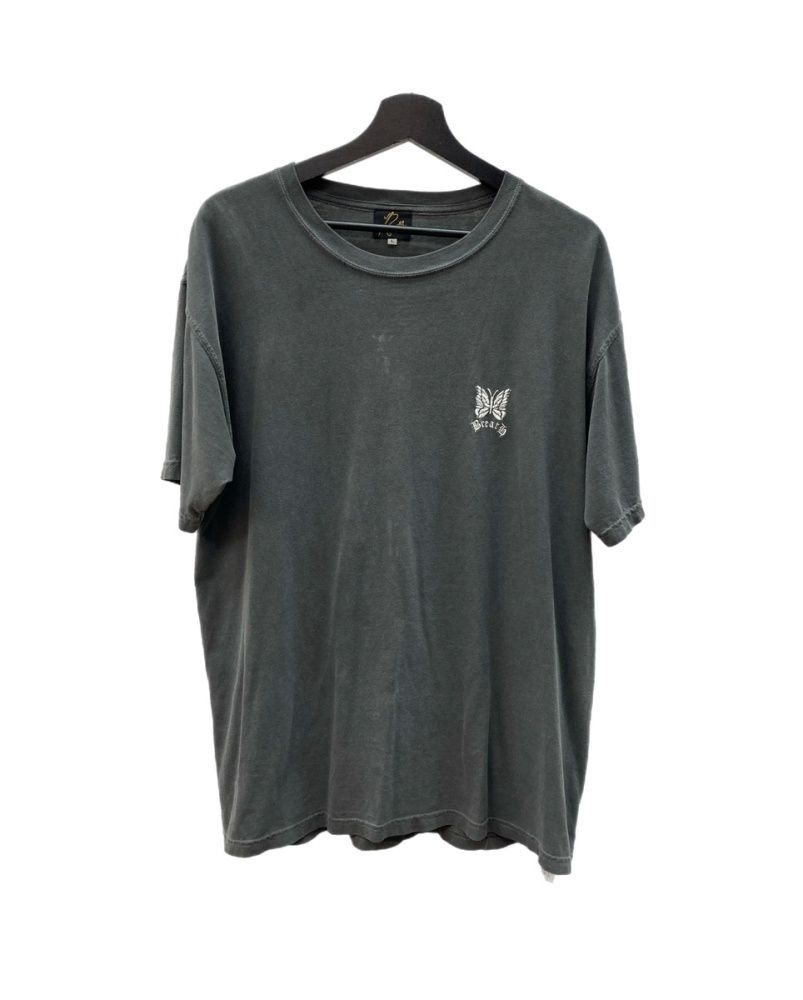 ニードルス Needles BreatH collaboration T-shirt BREATH BADHOP コラボ 半袖 カットソー クルーネック ロゴ刺繡 蝶 日本製 GRAY 灰色 EJ982 グレー Lサイズ 104MT-3217