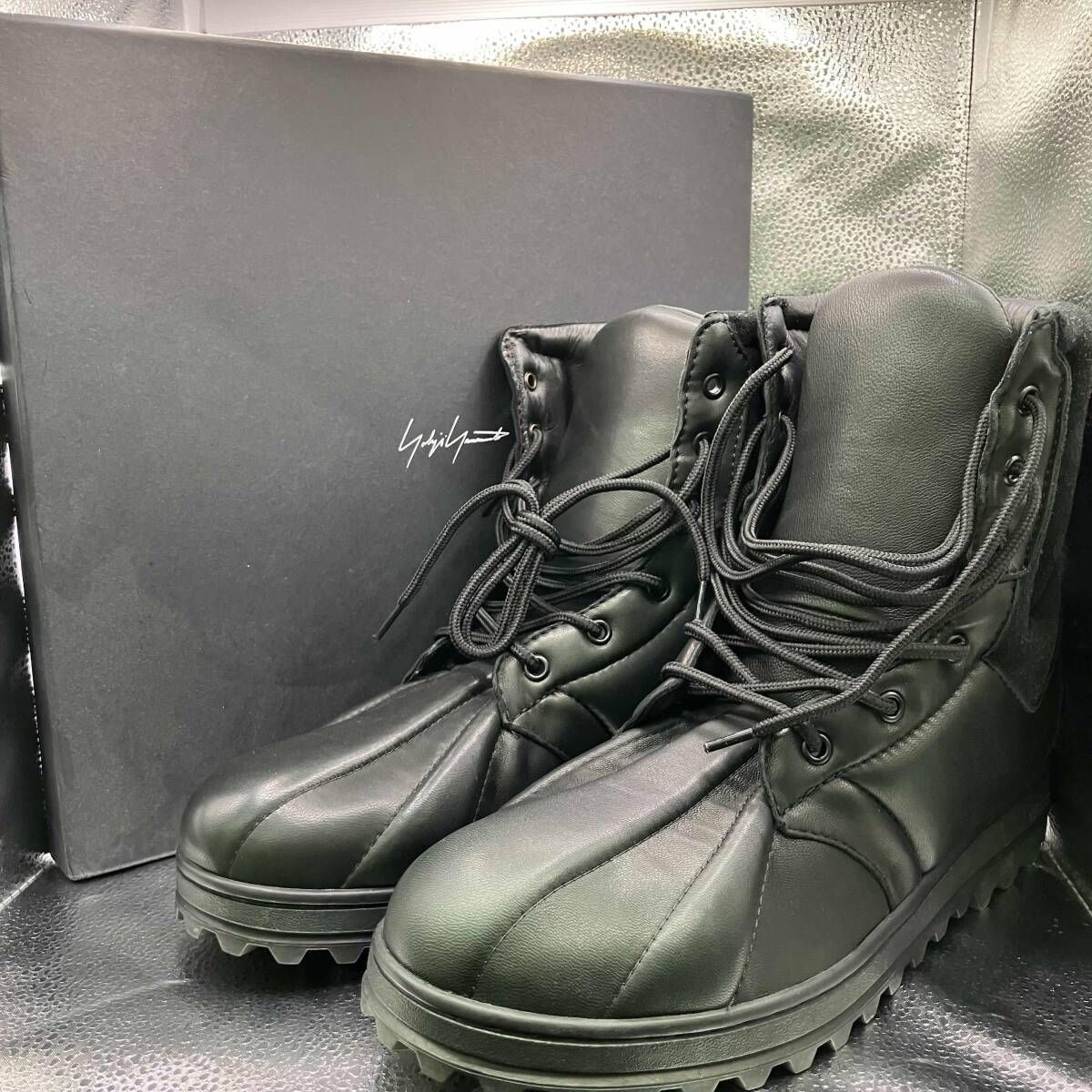 25AW YOHJI YAMAMOTO POUR HOMME SOFT SHEEP SKIN/VELOUR MILITARY BOOTS サイズ27（4） ブラック ヨウジヤマモトプールオム