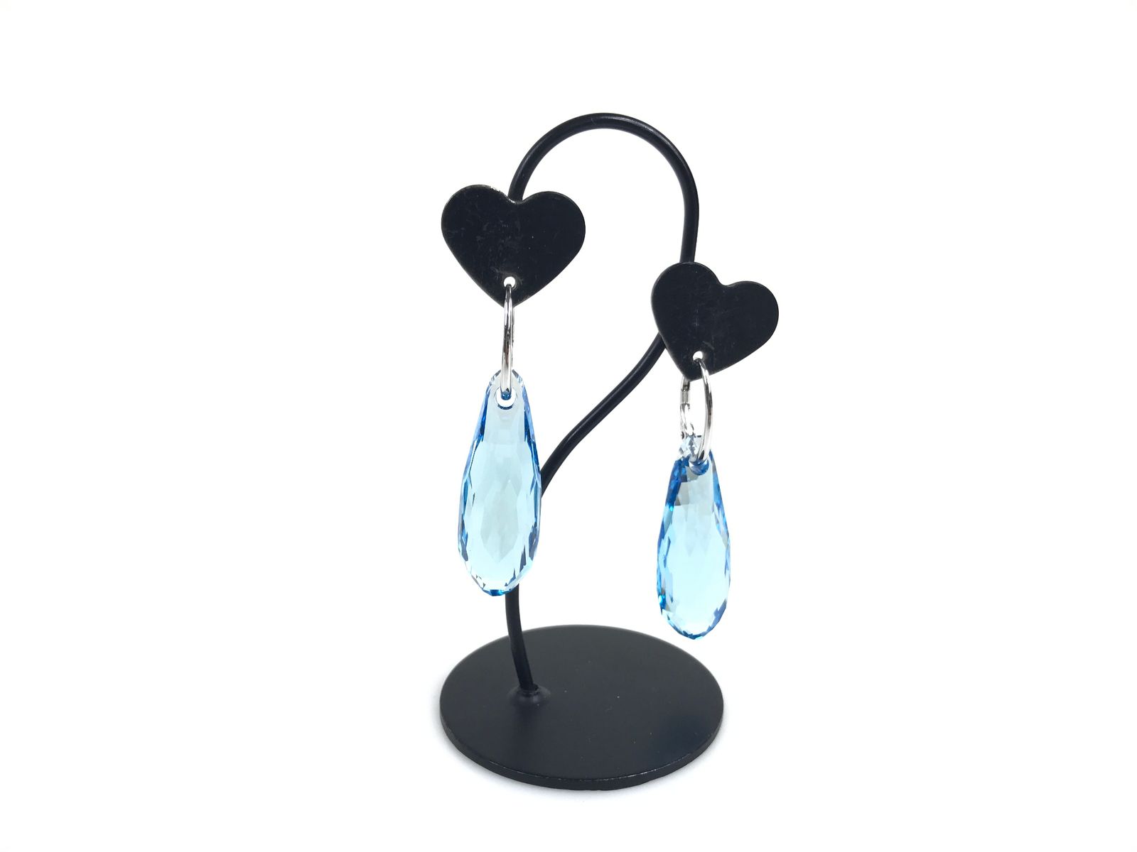 美品　スワロフスキー　SWAROVSKI　クリスタル　ドロップ　ピアス　ブルー×シルバーカラー　送料無料