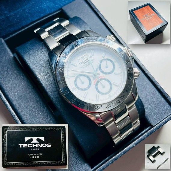 TECHNOS テクノス クロノグラフ TGM615 ホワイト文字盤 10気圧防水