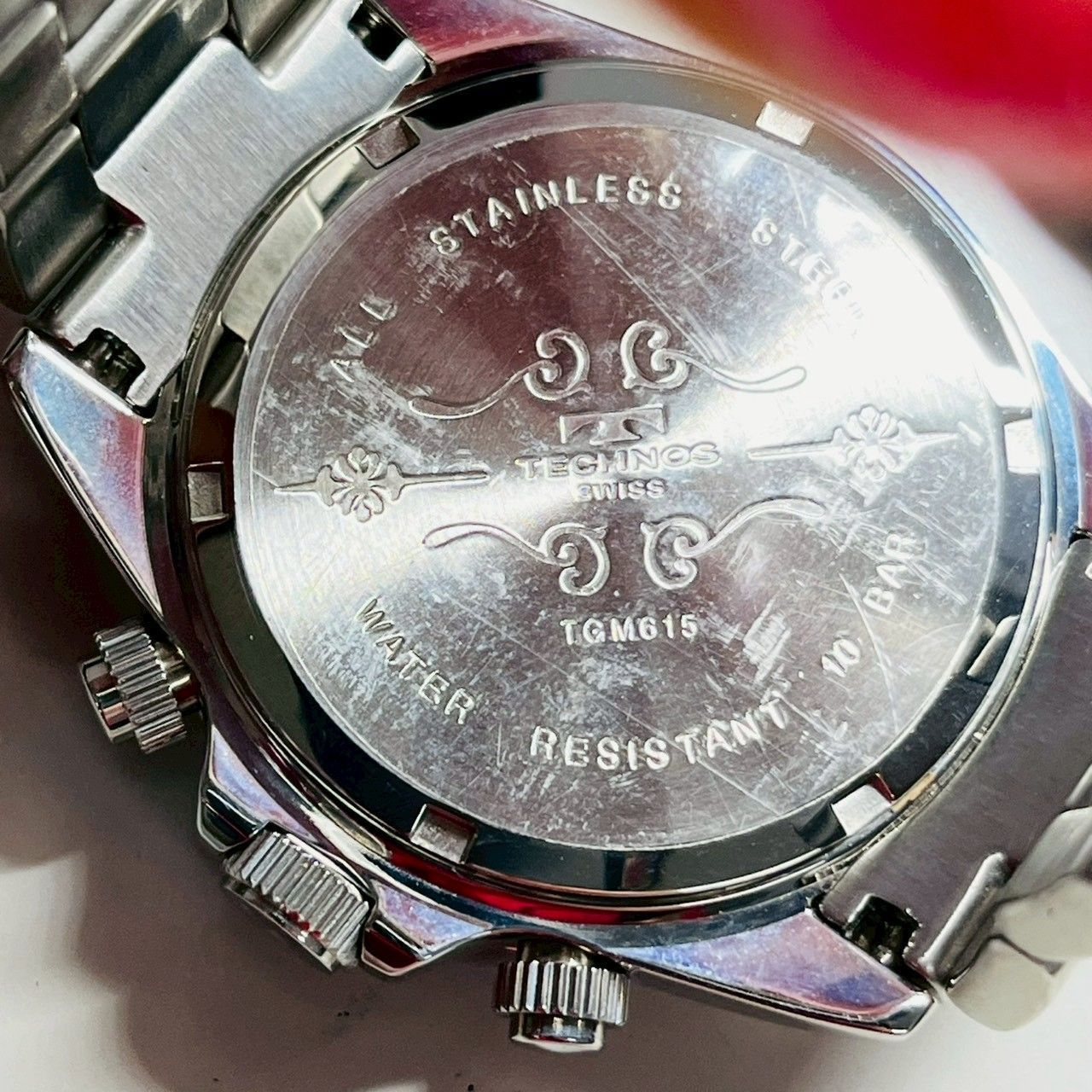 TECHNOS テクノス クロノグラフ TGM615 ホワイト文字盤 10気圧防水 
