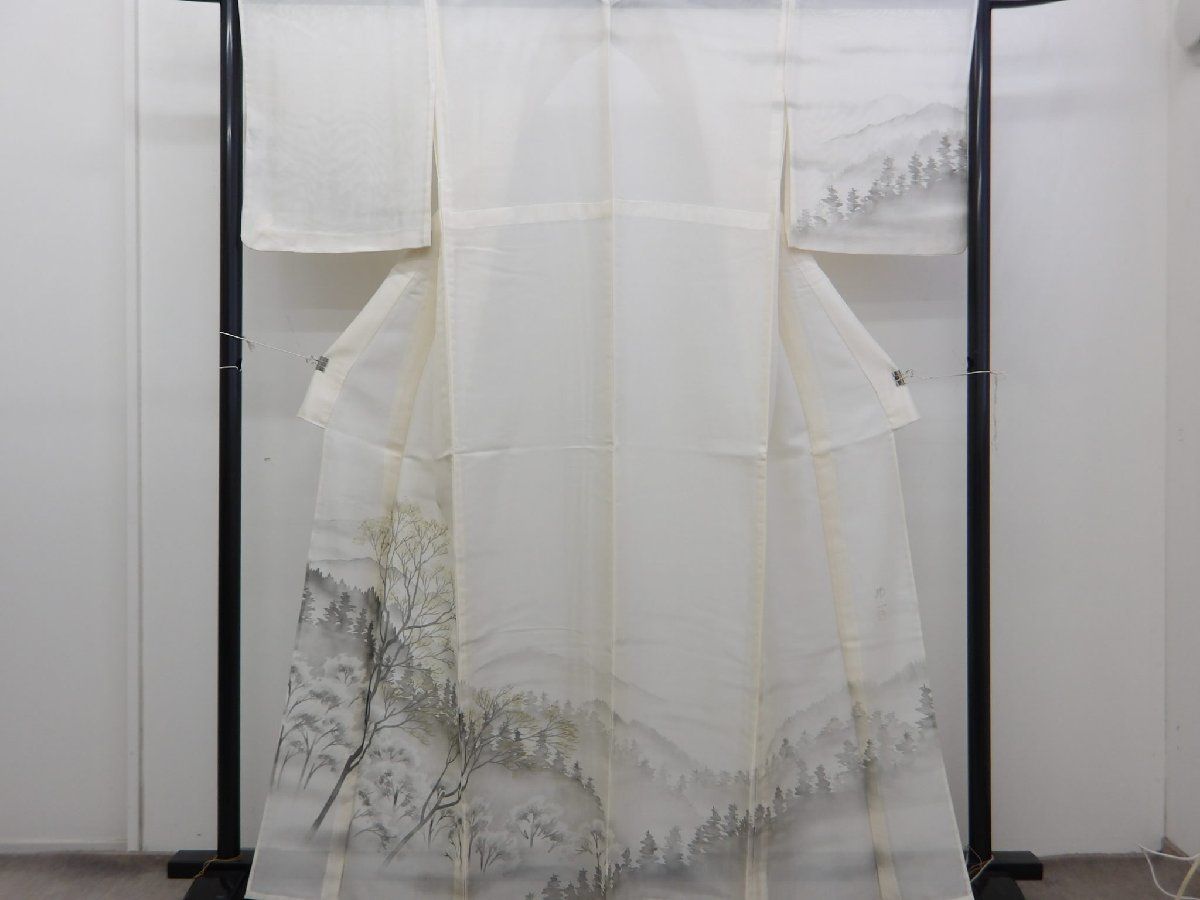 P42883　美品！　夏物　紗　手描き　付下げ　単衣　ｔ