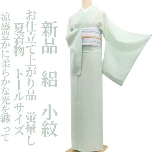 ❁tomihisa❁新品 絽 お仕立て上がり品 蛍暈し 夏着物 仕付け糸付 トールサイズ　“涼感豊かに柔らかな光を纏って”小紋 8659