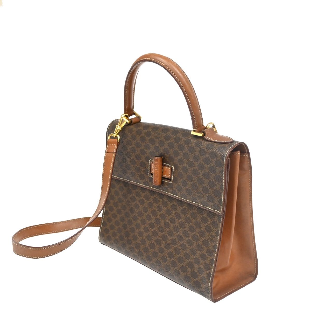 CELINE セリーヌ 2way ハンド ショルダーバッグ ブラウン レザー