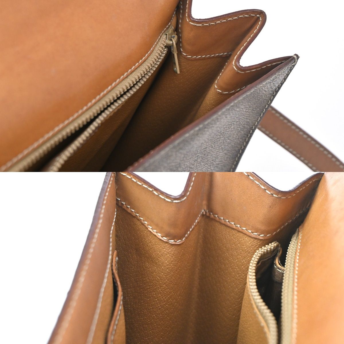 CELINE セリーヌ 2way ハンド ショルダーバッグ ブラウン レザー