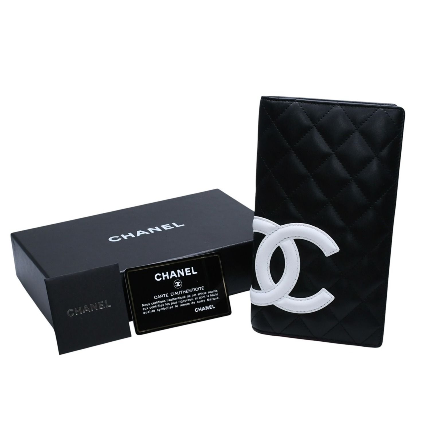CHANEL カンボンライン 長財布 ココマーク ブラック×ピンク ラムスキン 極美品 CHANEL シャネル カンボンライン 長財布 ラムスキン ココマーク