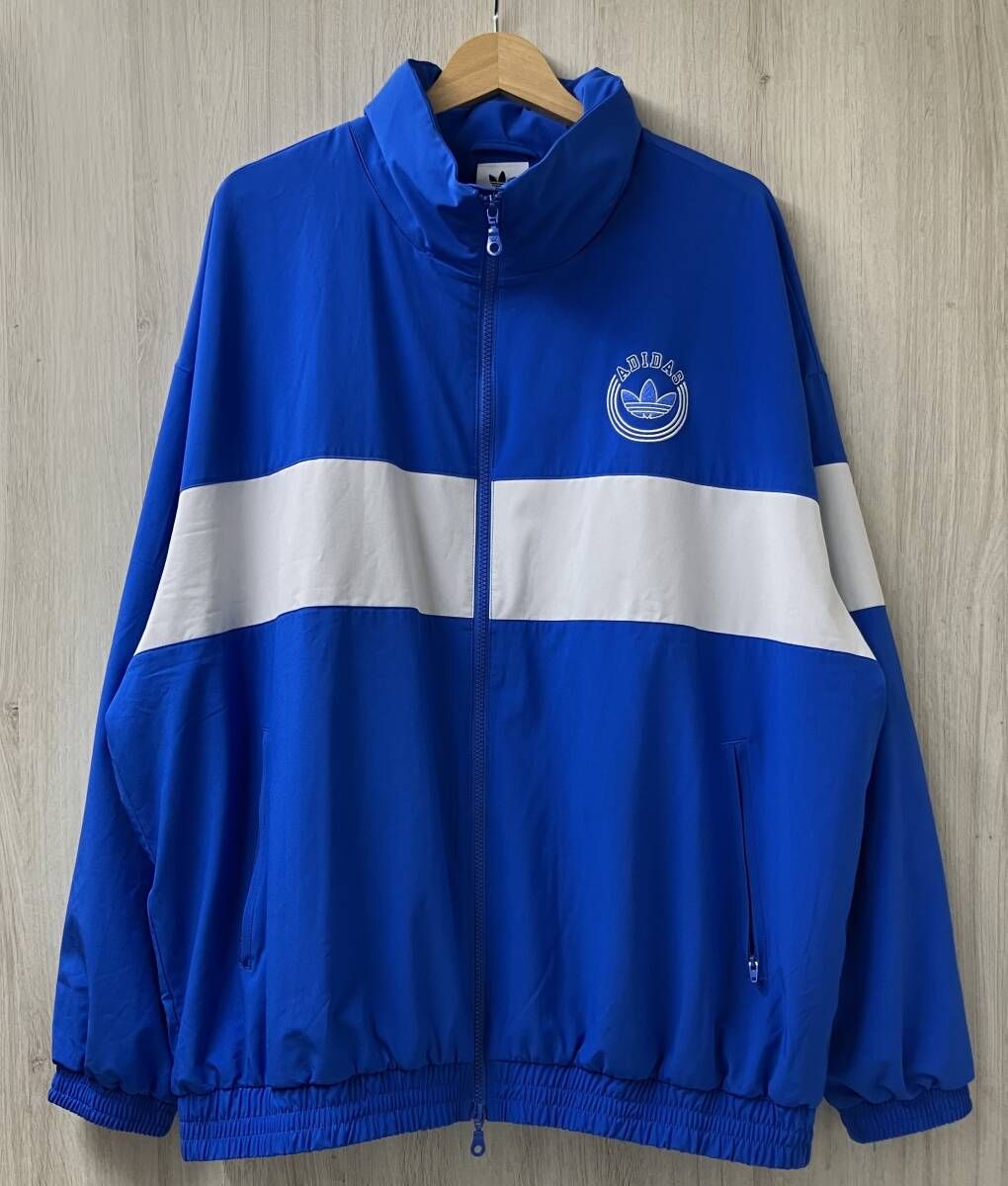 adidas アディダス ナイロンジャケット RIFTA ウィンドブレーカー ダブルジップ フード収納 ブルー 3XL