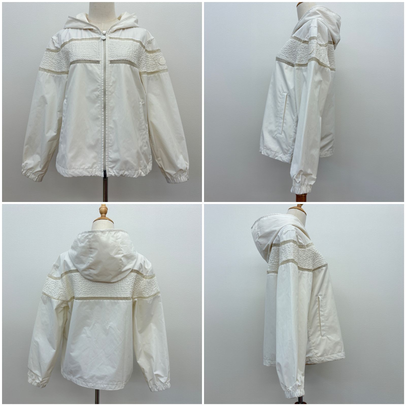 【 鑑定済み 】モンクレール 《 CLISSON ブルゾン 》 サイズ0 ( Sサイズ程度 ) オフホワイト シルバー金具 ポリエステル 綿 パーカー ジャケット フード付き 【 鑑定済み 】モンクレール 《 CLISSON ブルゾン 》 サイズ0 ( Sサイズ程度 ) オフホワイト シルバー金具 ポリエステル 綿 パーカー ジャケット フード付き