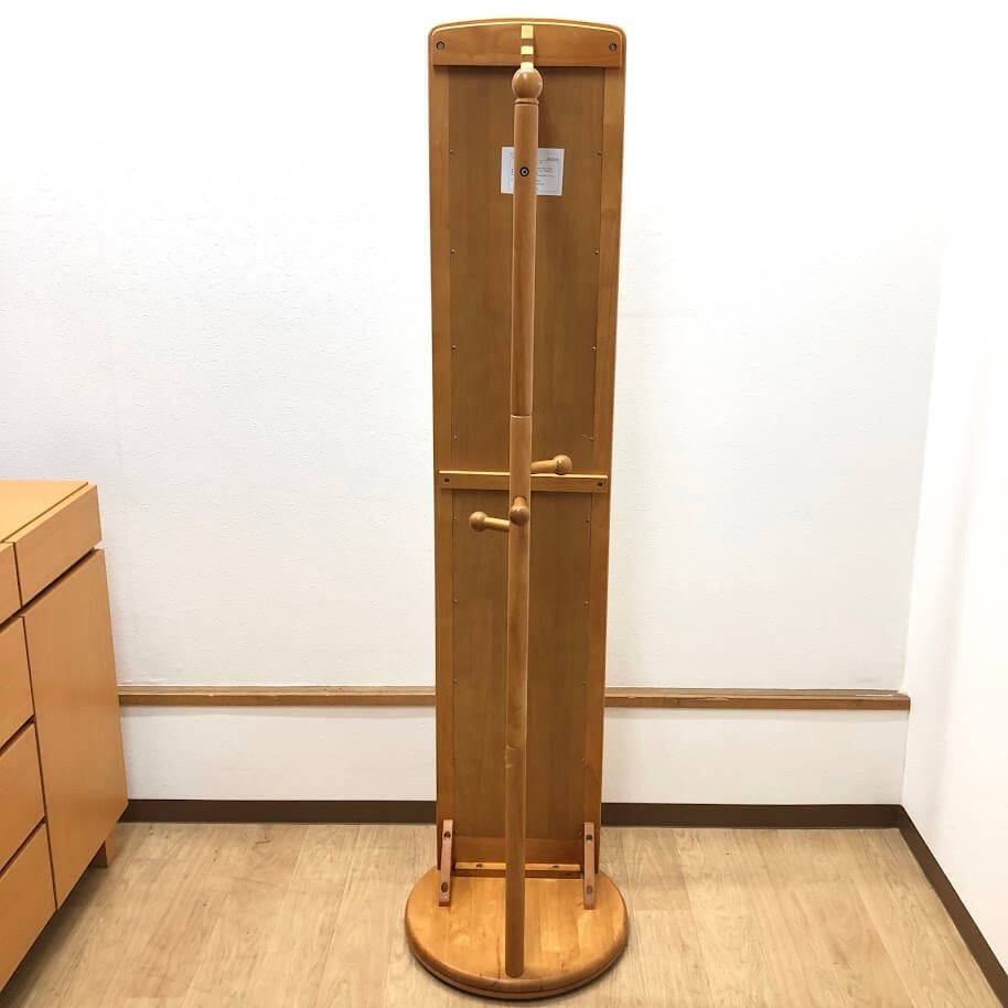 ss8700 【中古】 回転式 スタンドミラー ハンガー付き ナチュラル 木製