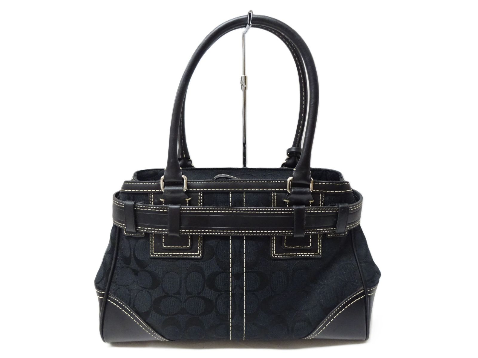 COACH コーチ シグネチャー ハンドバッグ 10245 ブラック キャンバス 