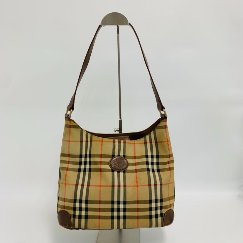 【良品】Burberrys オールドバーバリー ショルダーバッグ ノバチェック 茶（0110）