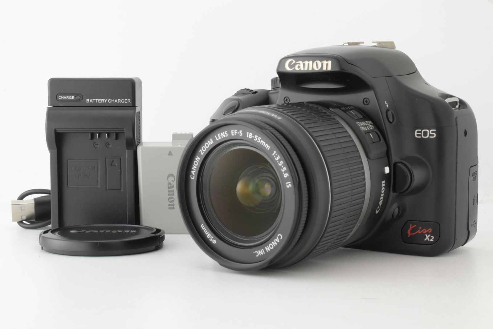 【美品】シャッターカウント 6539回 Canon EOS Kiss X2 EF-s 18-55mm F3.5-5.6 IS キャノン デジタル一眼レフカメラ (EF-TN-JP2365) 10,626円