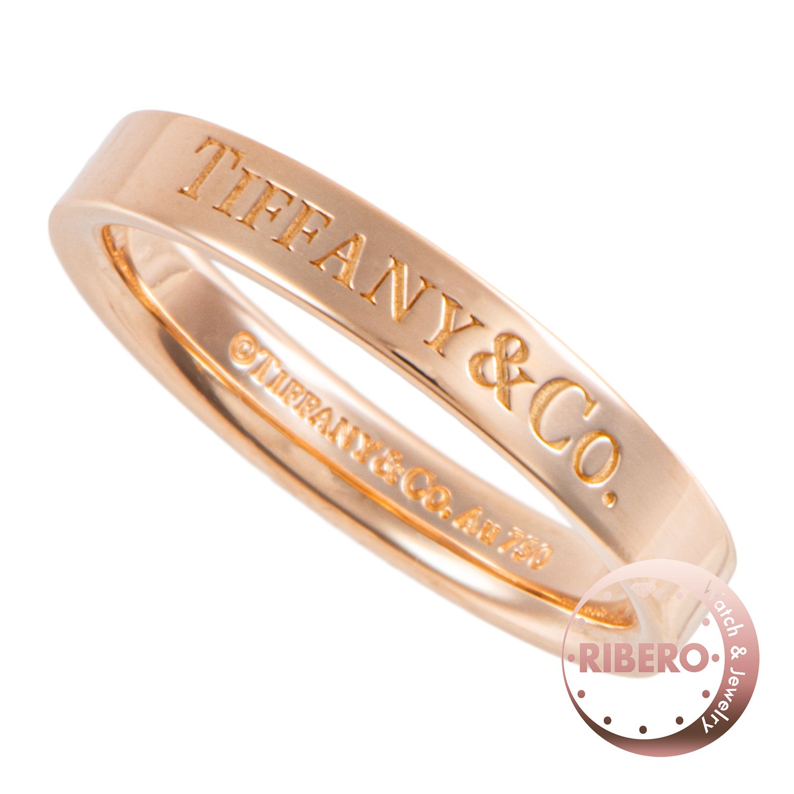 TIFFANY&Co. ティファニー フラット バンド リング 指輪 10号 K18RG ピンク ゴールド【中古】
