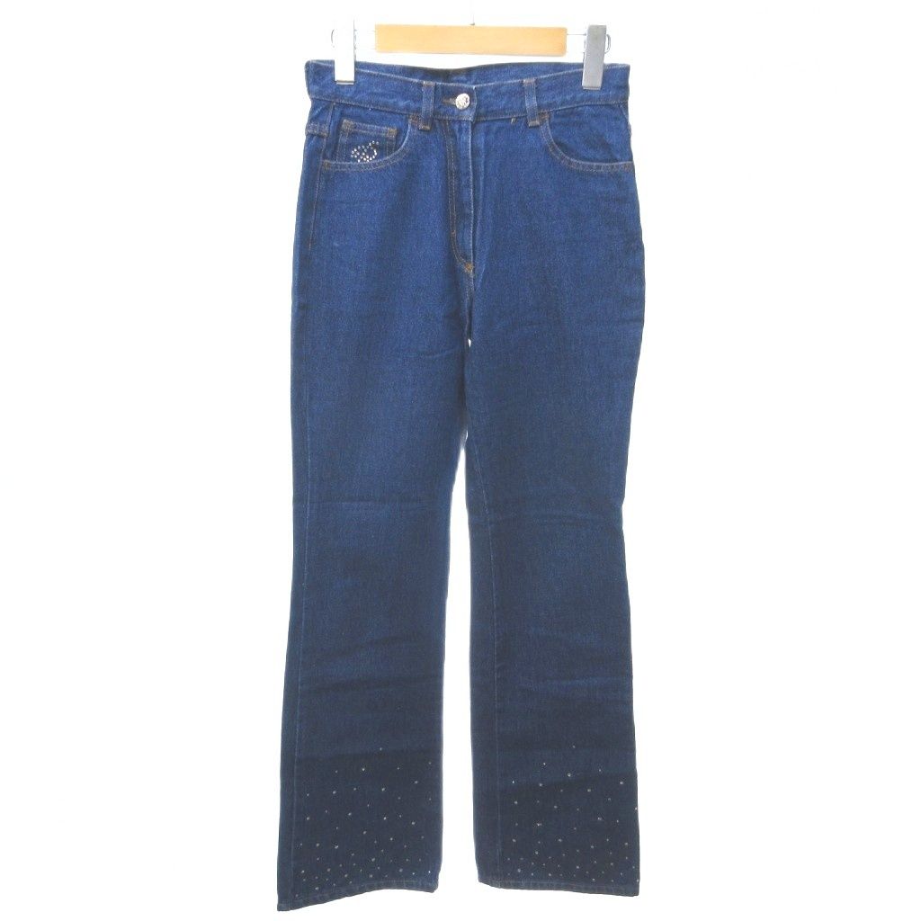 ブルマリン Blumarine 美品 Y2K デニムパンツ ジーンズ ブーツカット ベルボトム ビジュー 14 インディゴブルー 0518