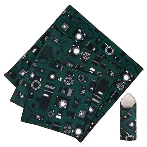 カメラ用ラップ ラッピングクロス 保護クロス ピタットくっつく布 クリーニングクロス カメラアクセサリ プロテクションラップ 風呂敷カバー カメラ/レンズ/タブレットの保護に (深緑カメラ柄 ３枚セット)t a6066bbb