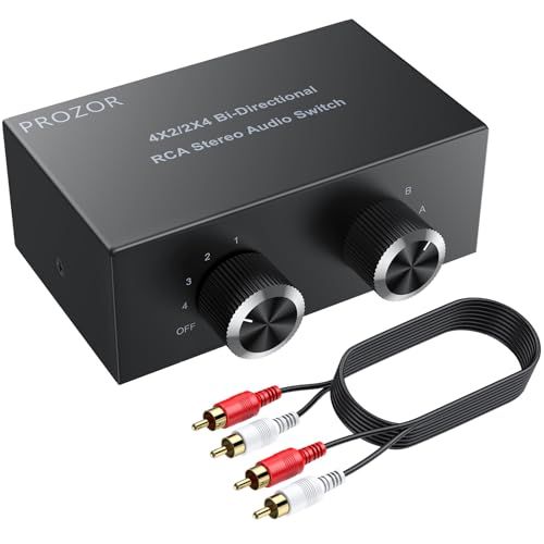 PROZOR オーディオ セレクター ４入力2出力/4出力2入力 双方向RCAステレオ音声 スイッチャー 切替器 スプリッター 電源不要 RCAケーブル付きDVDステレオスピーカー CDプレーヤーなどに対応t 1b2ca1ee