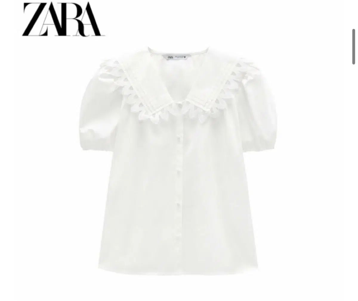 ZARA ブラウス レース 半袖 パフ カラ 新品